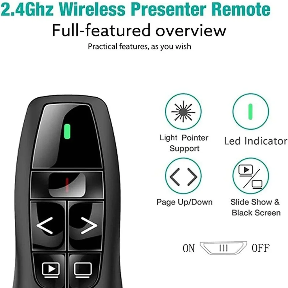 2.4 GHz RF USB Wireless Red Laser Pointer Pen PPT Presentation Remote Control